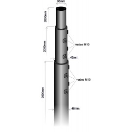 Stožár trojdílný 2m+2m+2m(p.3,8) a (p.4,2cm) a (p.4,8cm)